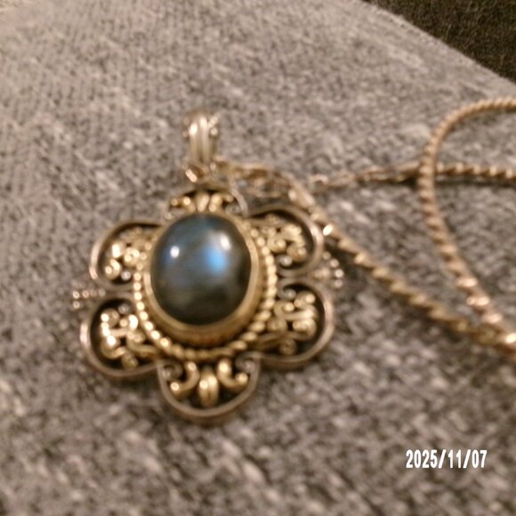 Carolyn Pollack Relios 925 Sterling & Brass 2" Labradorite Pendant 28g & Chain - Picture 9 of 12